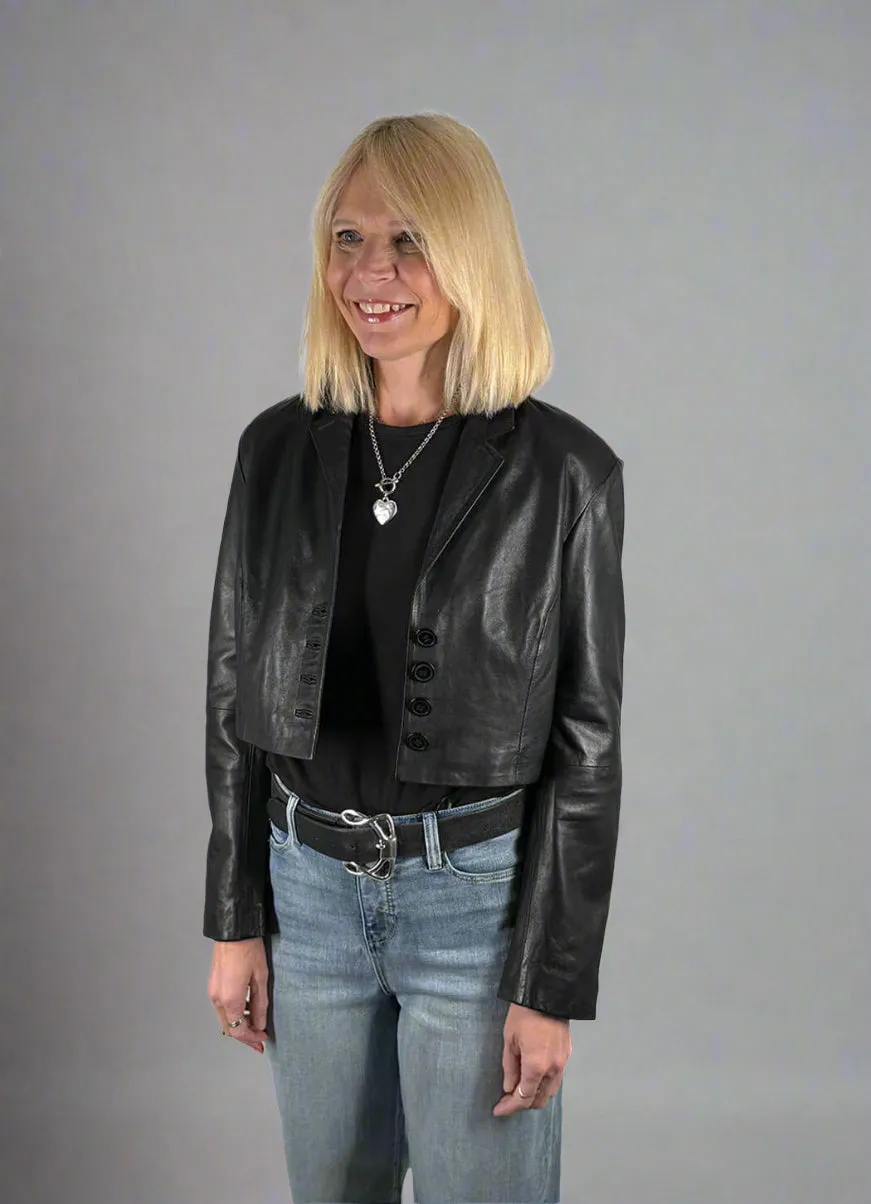 Freaky Nation Cropped Leather Jacket