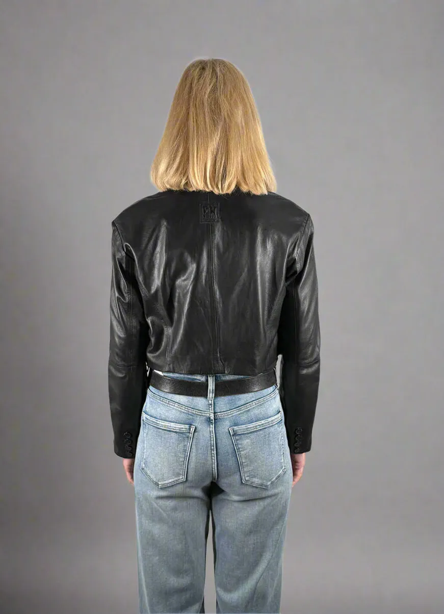 Freaky Nation Cropped Leather Jacket