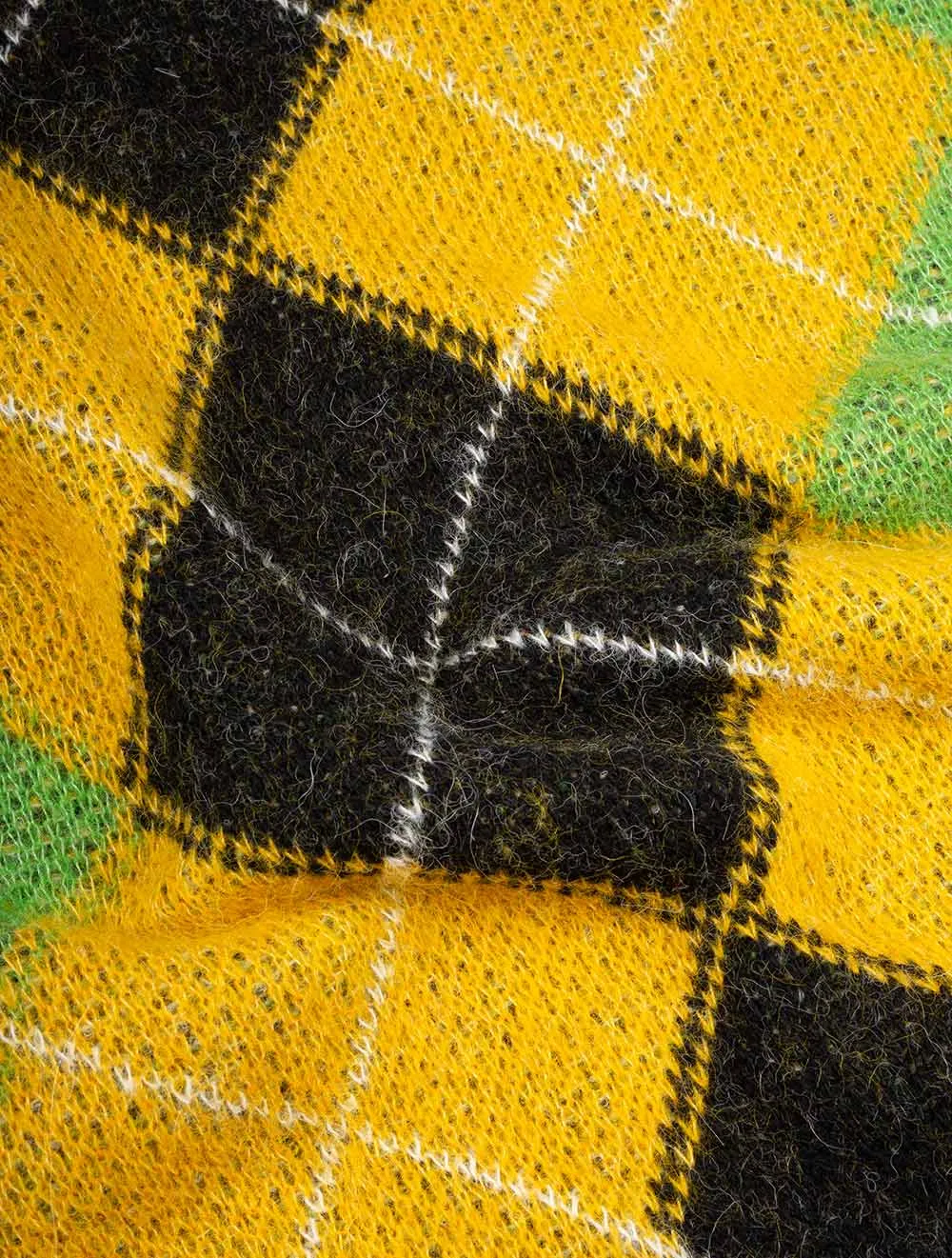 Furry Argyle Crew Neck Sunflower Yellow