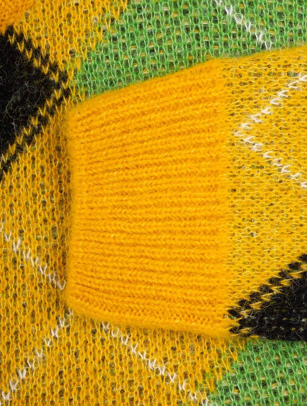 Furry Argyle Crew Neck Sunflower Yellow