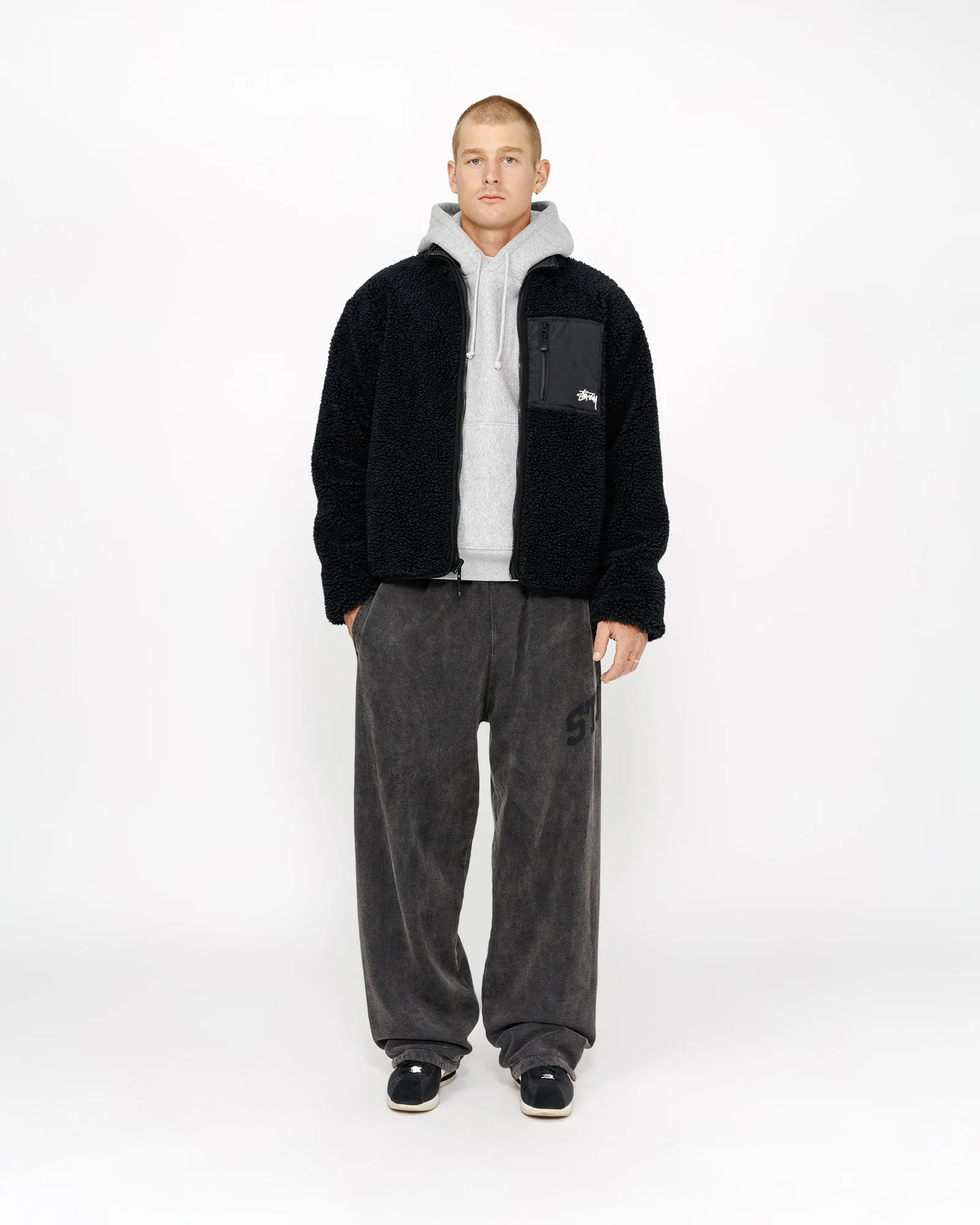 STUSSY SHERPA REVERSIBLE JACKET-BLACK
