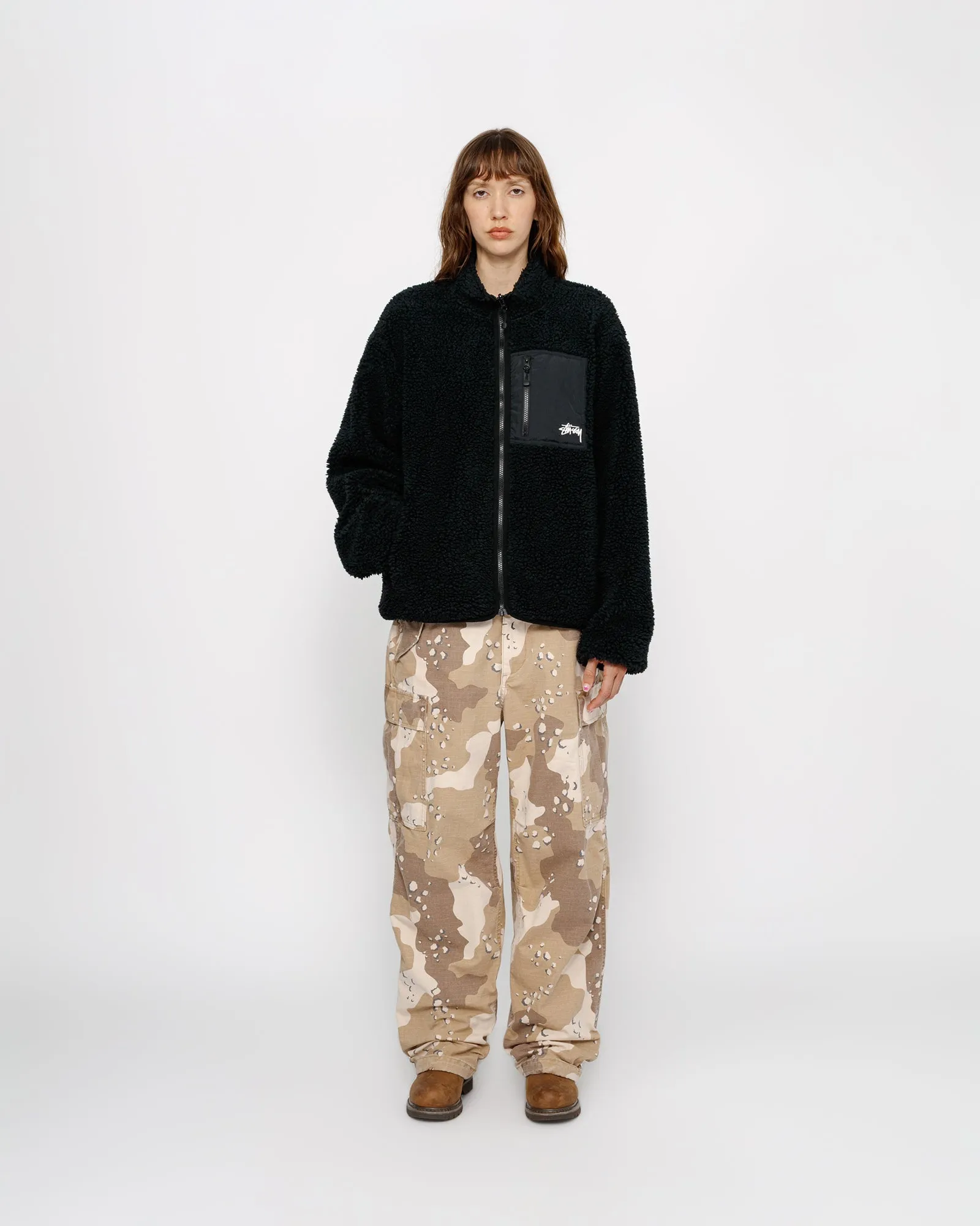 STUSSY SHERPA REVERSIBLE JACKET-BLACK